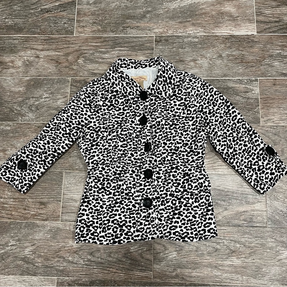 Paris Blues Black & White Leopard Print Blazer
